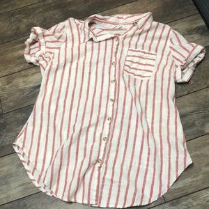 Westport coral and white striped shirt